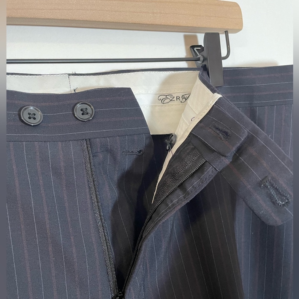 Ezra K Signature Gold Super 120’s Wool Suit Blue Jacket 46L Pants 40L Italy EUC - Picture 8 of 16